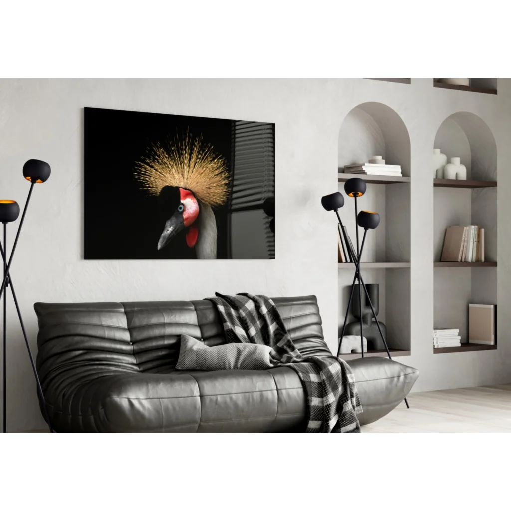 Stunning Golden Crowned Crane Canvas Wall Art Print | Contemporary Home Wall Art | vintageantiquesgifts.com