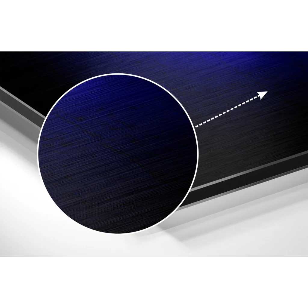 Sleek dark blue brushed aluminium dibond wall art surface