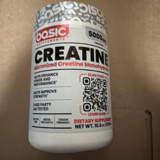 Creatine monohydrate 5000mg white plastic container, 60 servings exp 02/2027