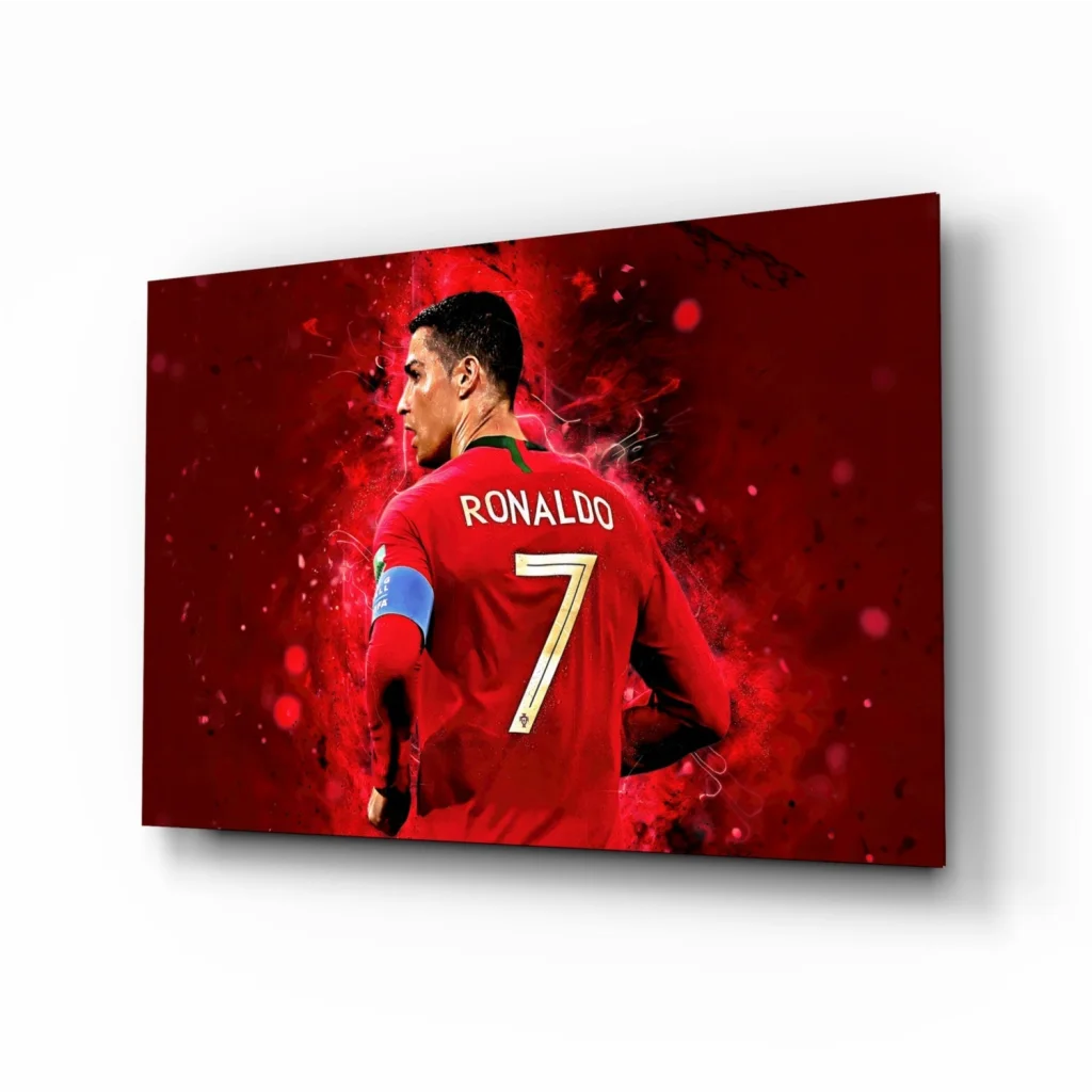 Cristiano Ronaldo red jersey canvas wall art print