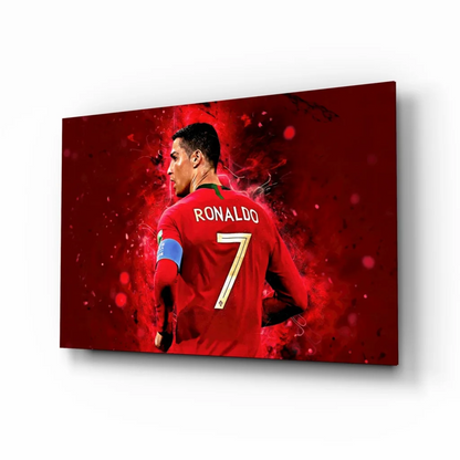 Cristiano Ronaldo red jersey canvas wall art print