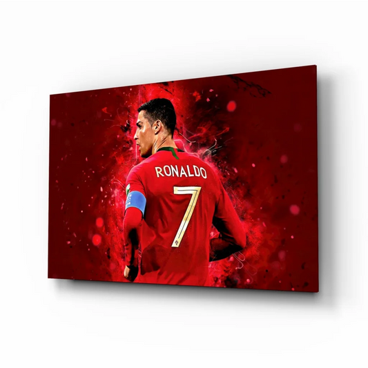 Cristiano Ronaldo red jersey canvas wall art print