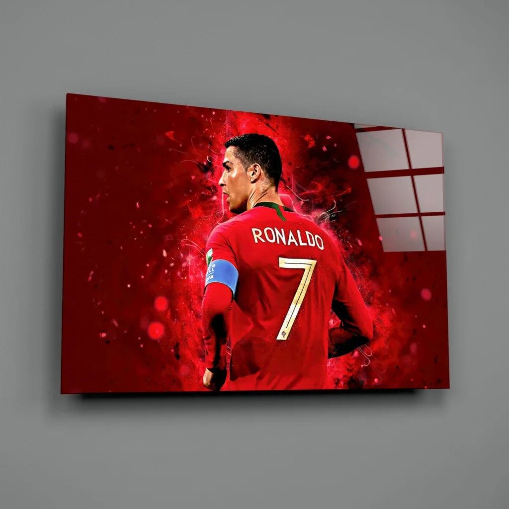 Cristiano Ronaldo red jersey canvas wall art print