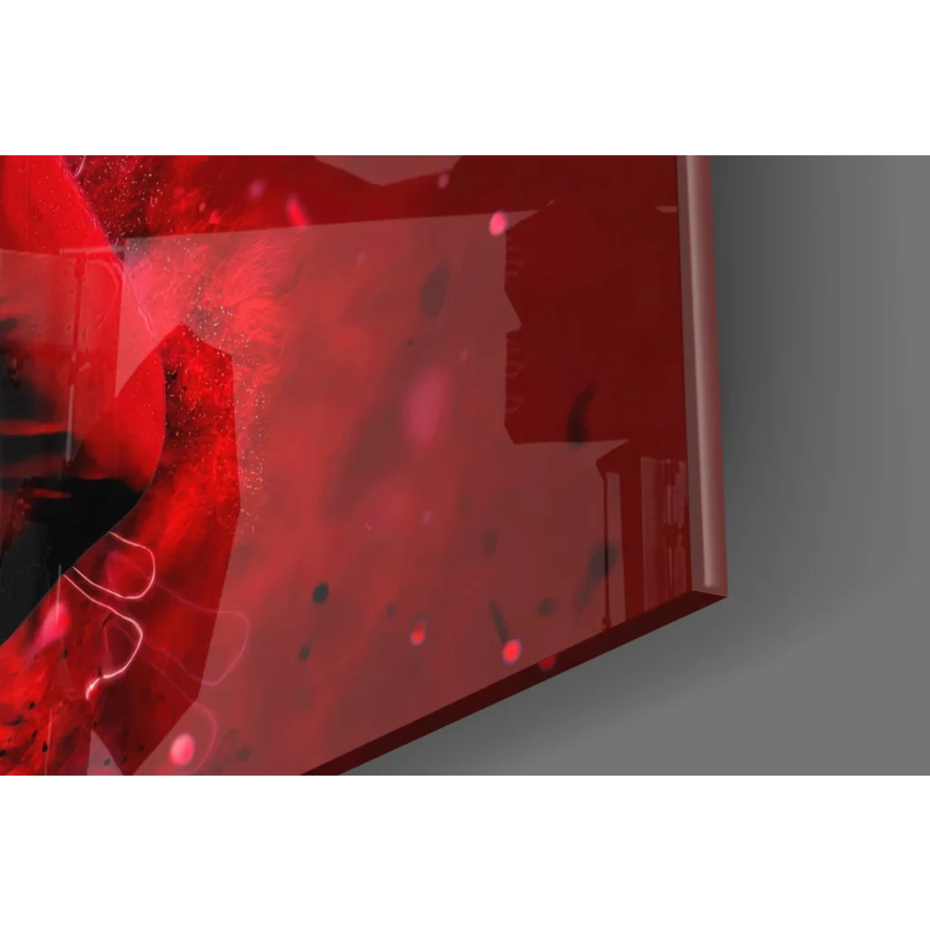 Cristiano Ronaldo red jersey glass wall art with abstract vase design