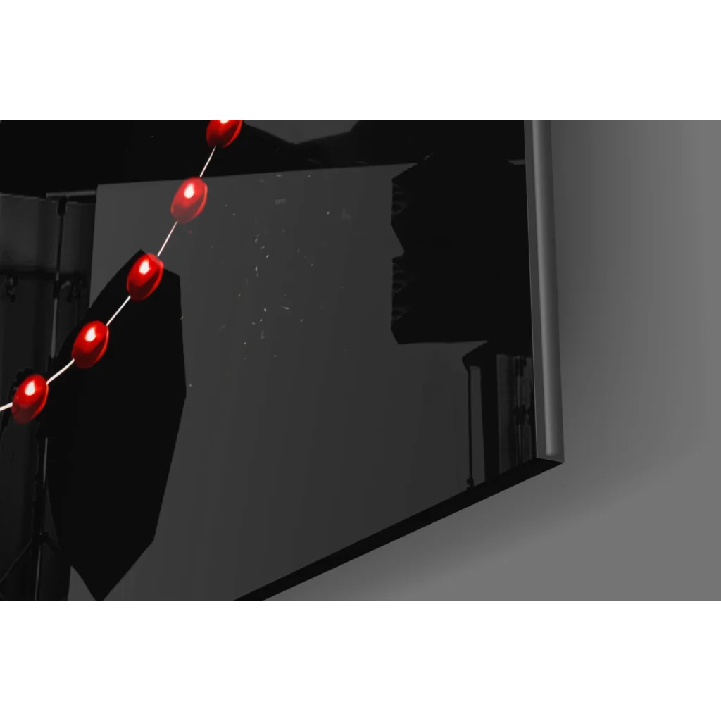 Praying hands glass wall art with silver cross and red bead lights