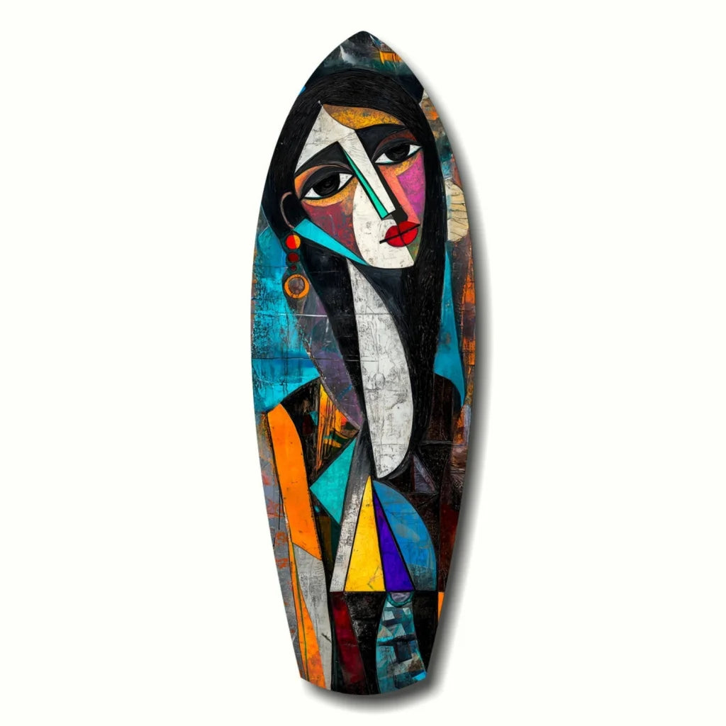 Vibrant Geometric Portrait Tempered Glass Art | Insigneart USA | vintageantiquesgifts.com