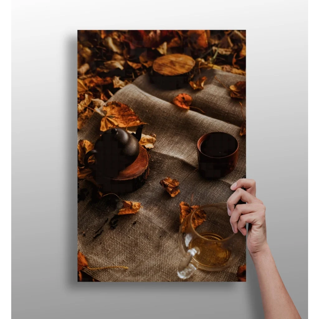 Rustic Autumn Tea Scene Insigne Aluminum Print | Insigneart USA | vintageantiquesgifts.com