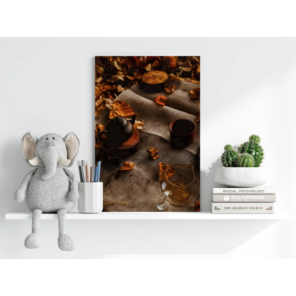 Rustic Autumn Tea Scene on Insigne Aluminum Print
