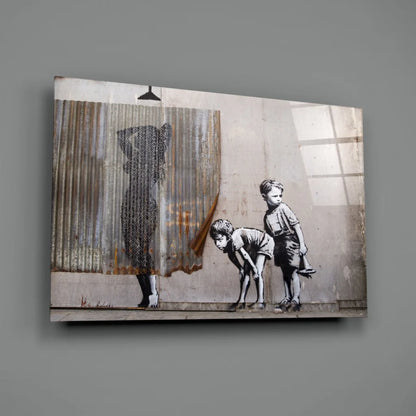 Street Art Kids Canvas Wall Art Print Black and White | Glass Wall Art Print | vintageantiquesgifts.com