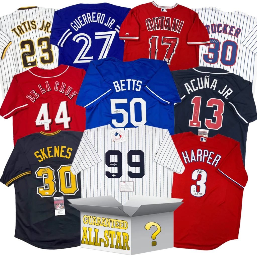 Current All-Stars Autographed Baseball Jersey Mystery Box with PSA JSA or Beckett COA | Hall of Fame Sports Memorabilia | vintageantiquesgifts.com