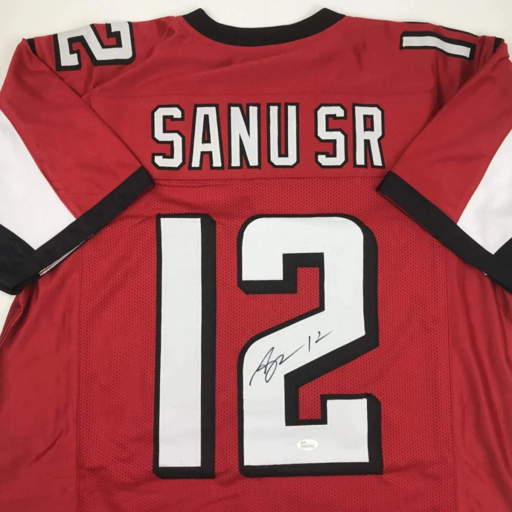 Red and white custom jersey with black trim from professional sports league collectible