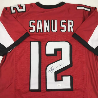 Red and white custom jersey with black trim from professional sports league collectible