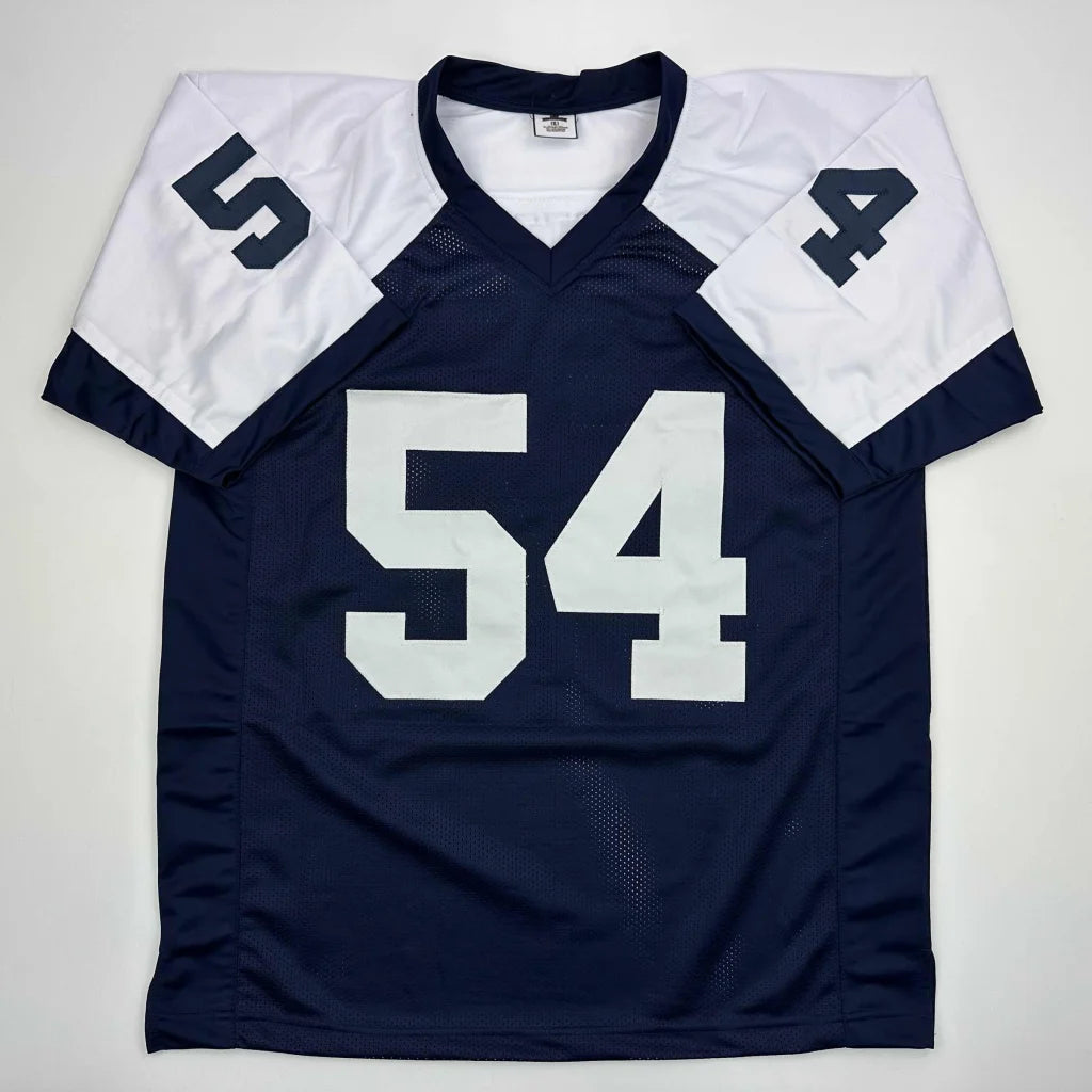 Custom navy blue football jersey with number 54, perfect for sports league fans
