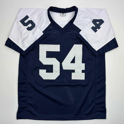 Custom navy blue football jersey with number 54, perfect for sports league fans