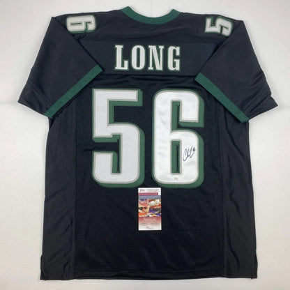 Autographed black and green custom jersey with Long 56 for professional sports fans