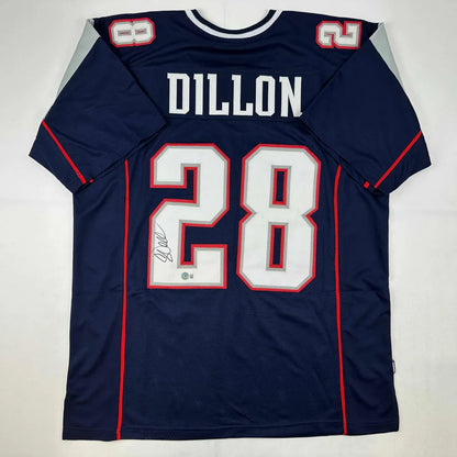 Autographed A.J. Dillon #28 Patriots custom jersey from a pro sports league collectible
