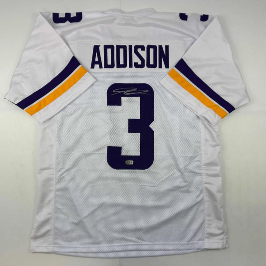 White custom jersey with ADDISON 3 for professional sports league fans