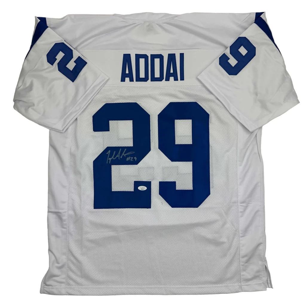 White custom jersey autographed by Addai, pro sports star