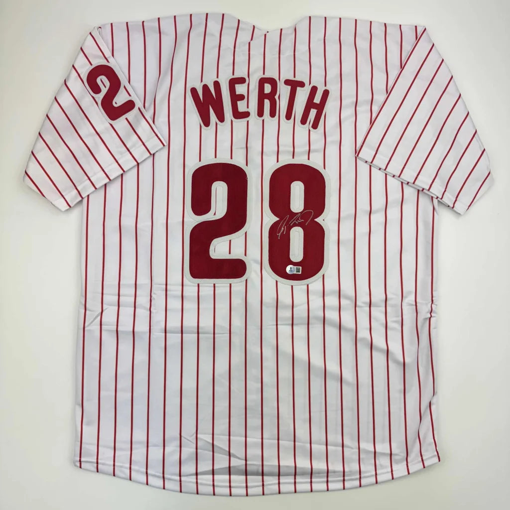 Custom Jersey with Red Pinstripes Werth 28 Professional Sports Collectible