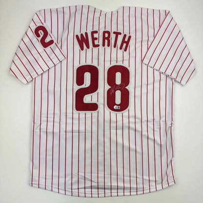 Custom Jersey with Red Pinstripes Werth 28 Professional Sports Collectible