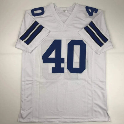 Custom Jersey Bates 40 white blue NFL pro sports league jersey