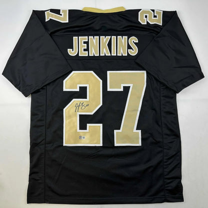 Custom Jenkins 27 black gold NFL jersey autographed