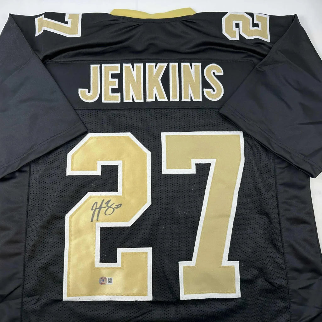 Black gold custom jersey with Jenkins 27, NFL logo, autographed