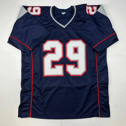 Custom Jersey Blount 29 signed navy football jersey with pro sports league details