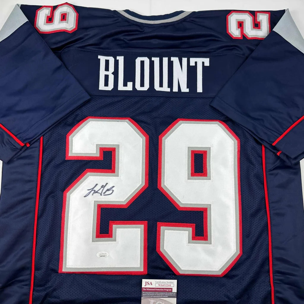 Navy custom jersey Blount 29 signed, pro sports league collectible