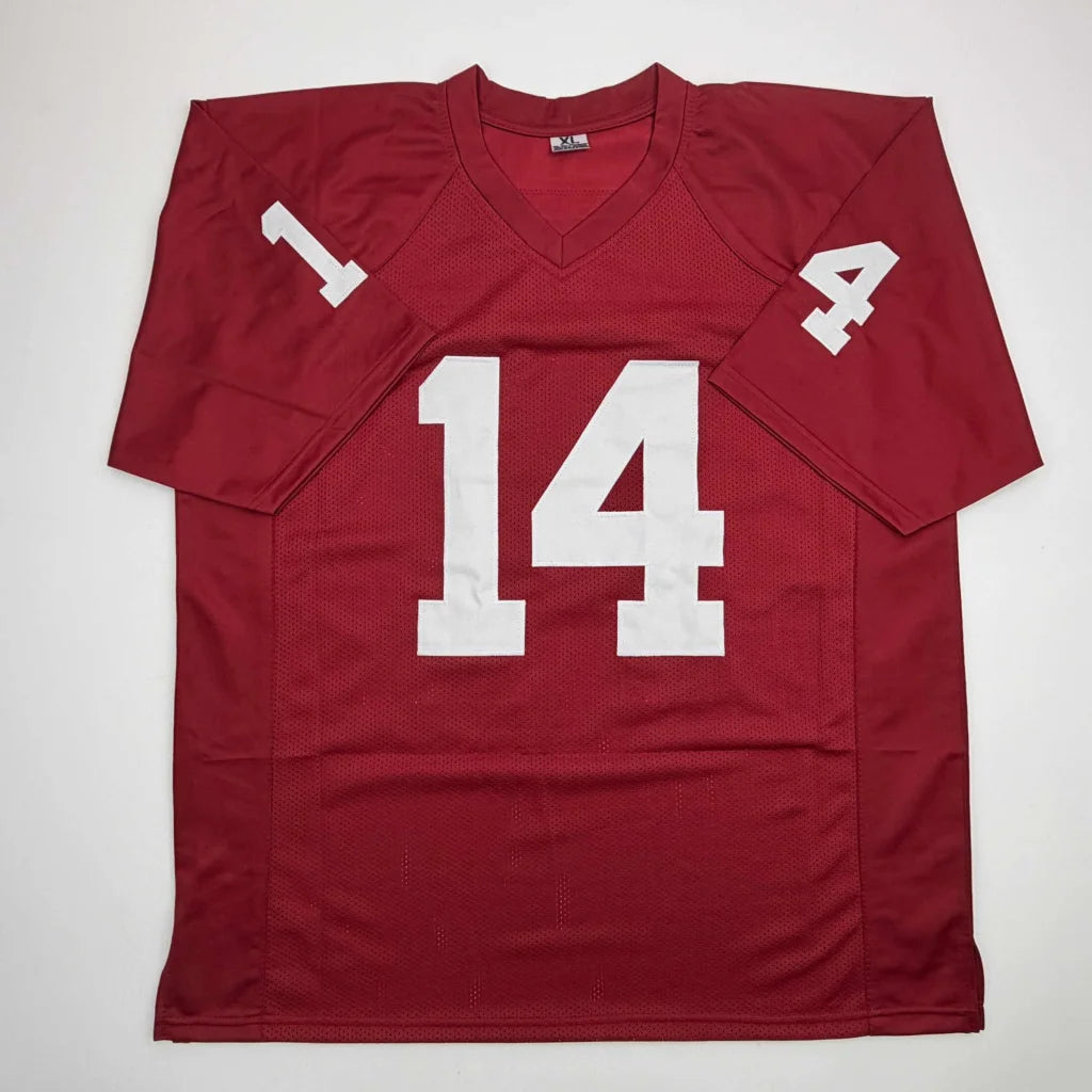 Custom Jersey Bradford #14 autographed maroon football jersey with white number 14