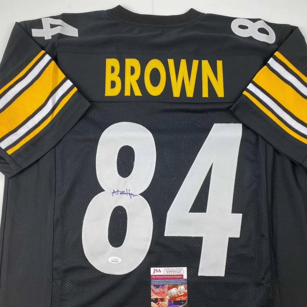 Black Steelers #84 Brown custom jersey with autograph and JSA cert for professional sports fans