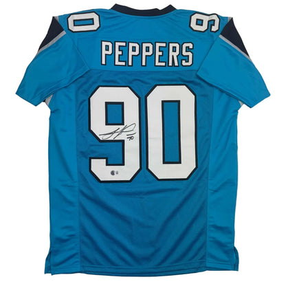 Custom Carolina Panthers blue black jersey, pro sports league collectible