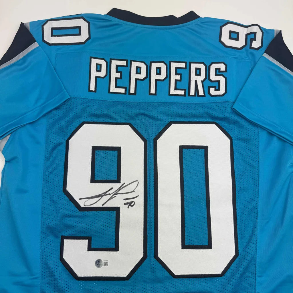 Custom Jersey Carolina Panthers Blue Black Peppers #90