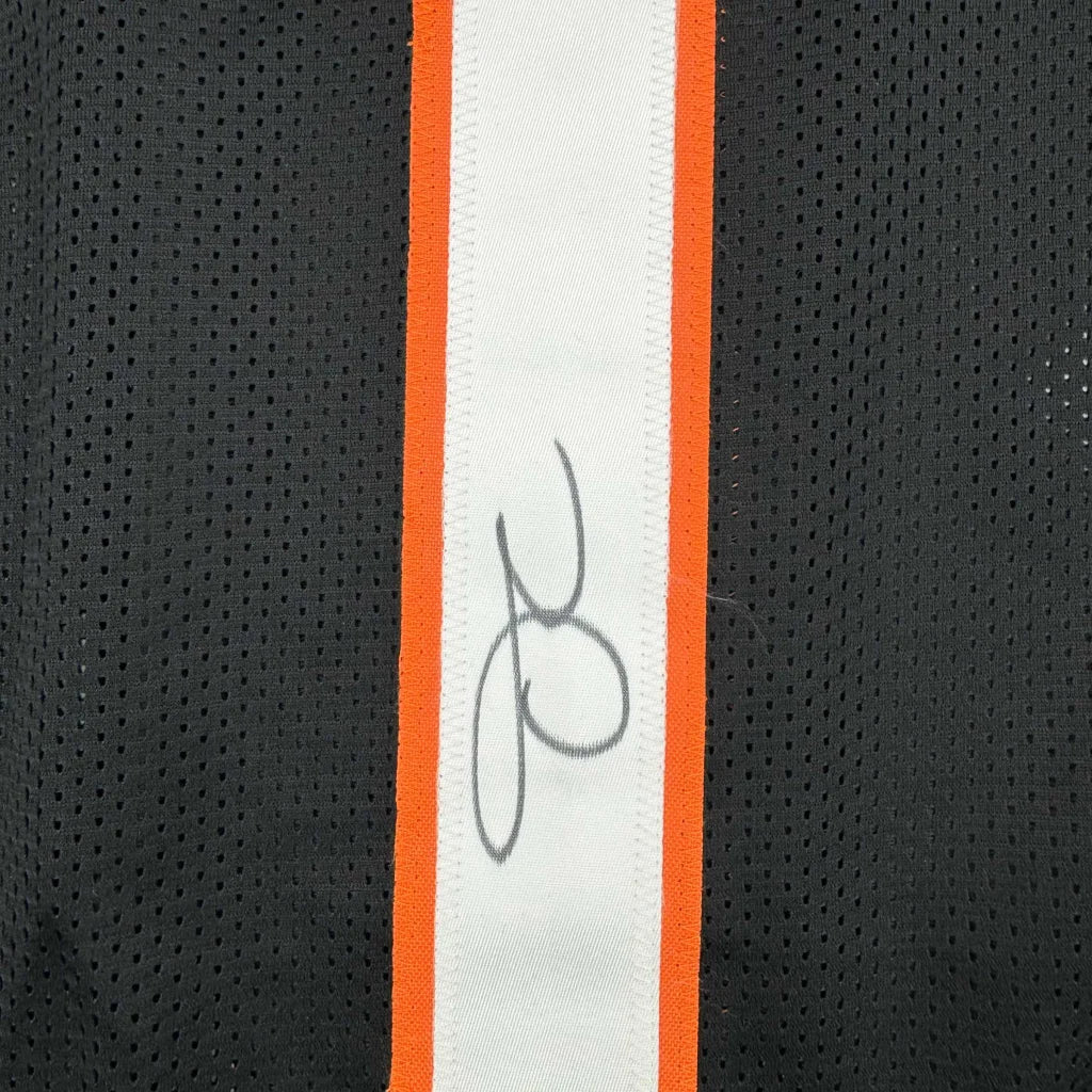 Black mesh fabric with white and orange stripe on Custom Jersey CHASE for sports fans