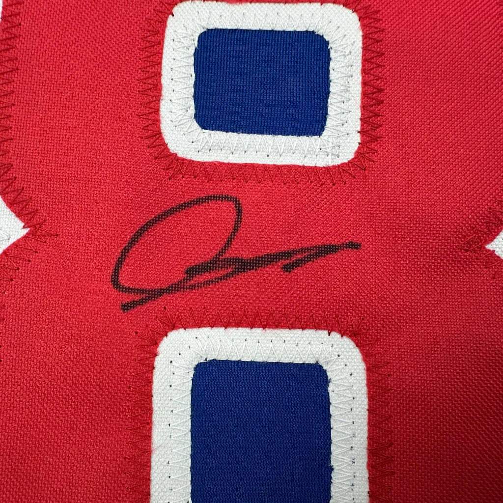 Red custom jersey with black autograph from IMANAGA professional sports league collection