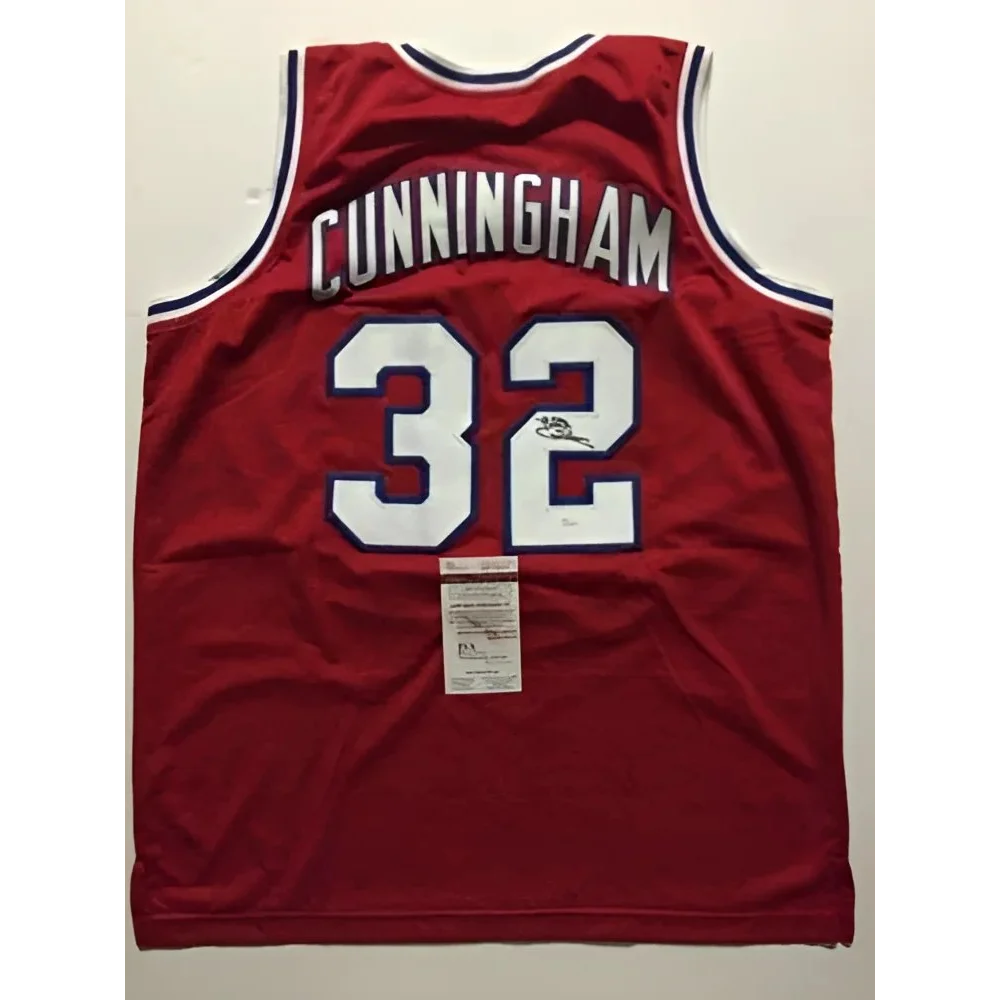 Red custom jersey with Cunningham 32 for professional sports league fans