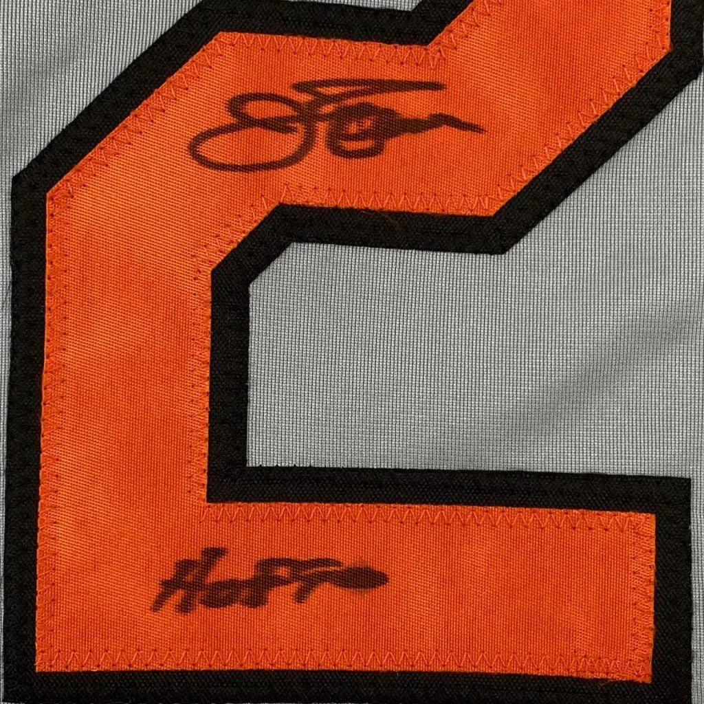 Orange and gray custom jersey with black trim and bold number 2 for professional sports league
