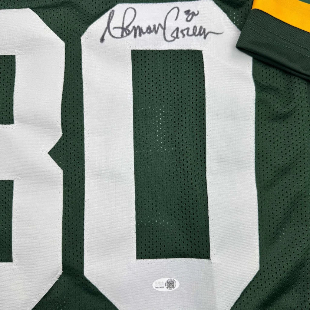 Green Bay Packers custom jersey #80 autographed back, pro sports league collectible