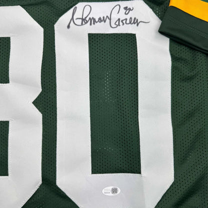 Green Bay Packers custom jersey #80 autographed back, pro sports league collectible