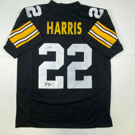 Black custom jersey with yellow and white stripes, perfect for sports league fans