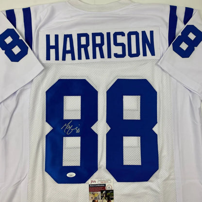 Custom Jersey Harrison 88: White Football Jersey with Blue Lettering