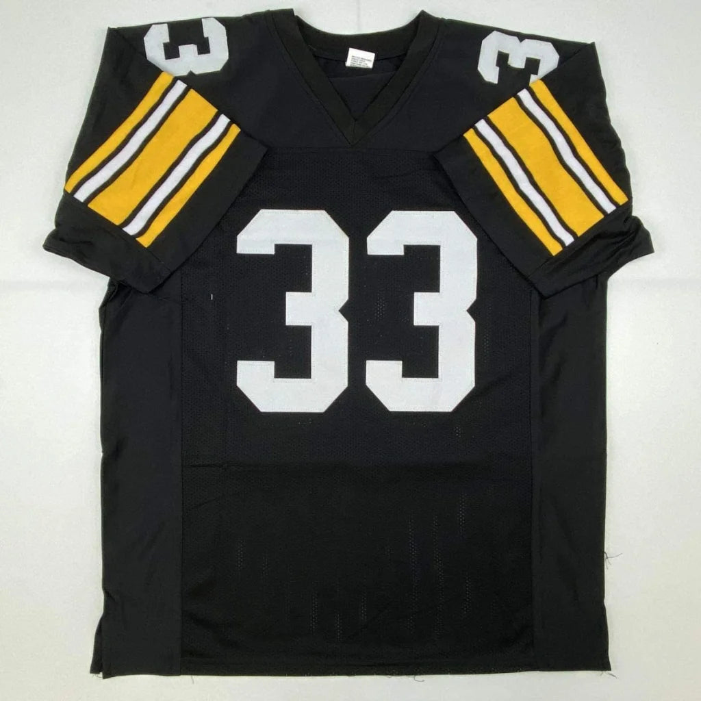 Black and yellow custom jersey with Hoge nameplate, number 33, Steelers colors