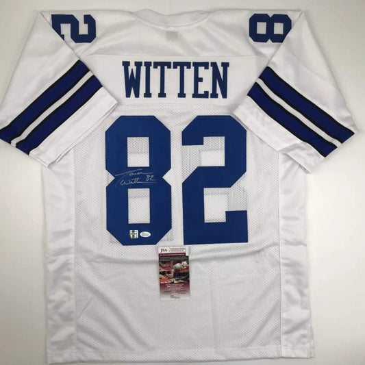 White Dallas Cowboys Jason Witten custom jersey with autograph and authentication tag