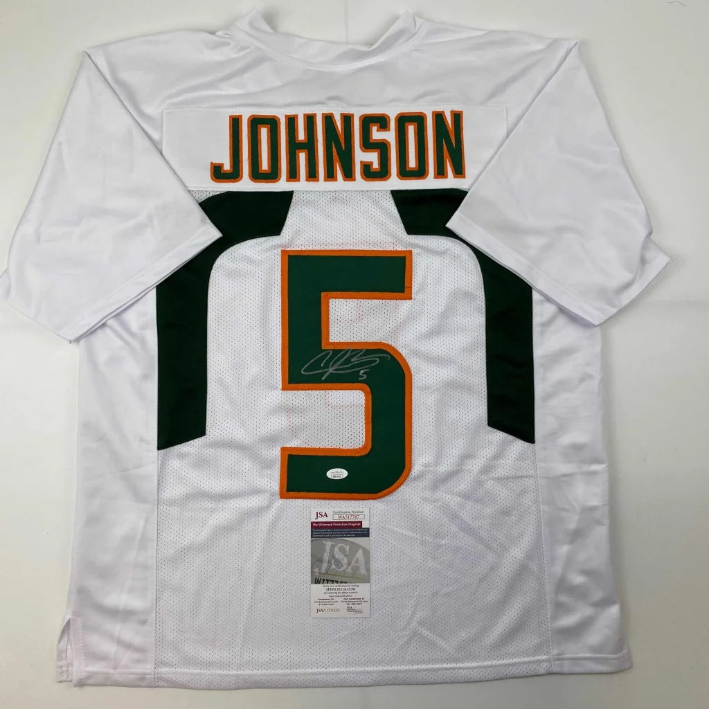 Custom jersey with JOHNSON 5 autographed by JSA, perfect for sports league fans