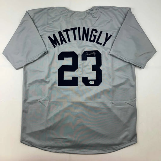 Gray custom jersey with Mattingly 23 for baseball fans, perfect for sports collectibles