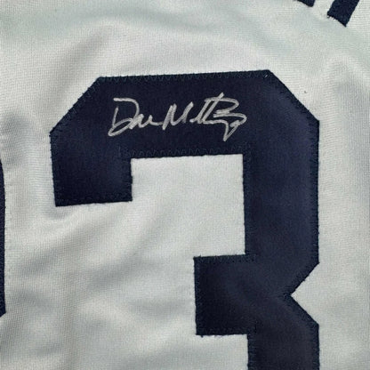 White custom jersey with dark blue number 3 and autograph from a professional sports league