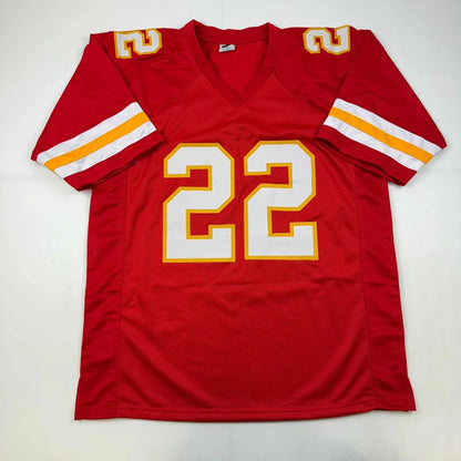 Red custom jersey McDuffie 22 Kansas City Chiefs gold accents signed