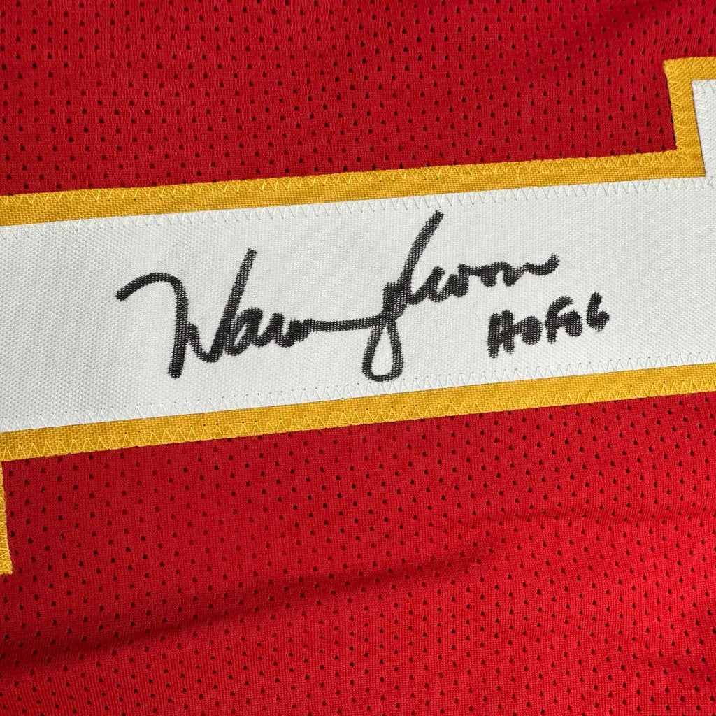 Red gold custom jersey with signature, professional sports collectible