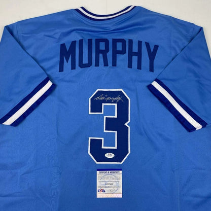 Light blue custom jersey with Murphy 3 autograph, perfect for sports league fans