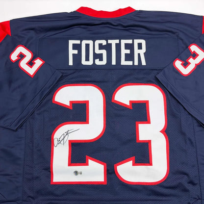 Navy blue custom jersey with Foster 23 autographed pro sports league design